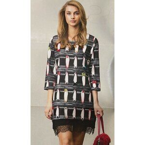 NWT Lolitas&L Shoe Print Ballet Slipper Shift Dress Mini Tunic Lace Sz S NEW